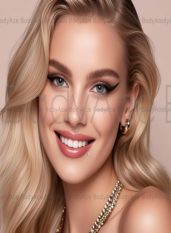 BodyAce 16G 18G Tragus Piercing Labret Medusa Jewelry Long Internally Threaded Nose Stud Flat Back Earrings Pink CZ Monroe Lip Rings Heart Cartilage Helix Studs Star [16G(1.2mm);Length:6mm] - Image 3